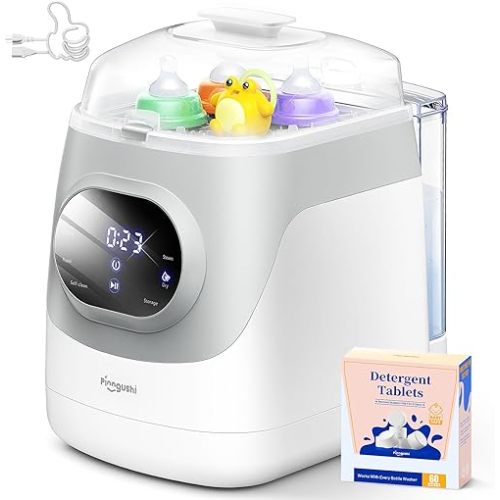 Baby Bottle Washer Pro, Sterilizer, Dryer & Water Filter, All-in-One Cleaning Machine Fits 6 Bottles, Pump Parts & Baby Essentials, Simplify Your Daily Routine