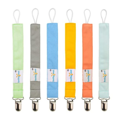 babygoal Baby Pacifier Clips, 6 Pack Pacifier Holder for Boys and Girls Fits Most Pacifiers and Binkies 6MP10