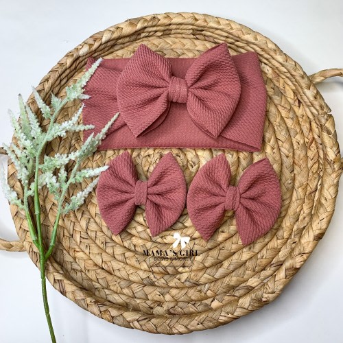 DARK MAUVE PINK Solid Color Baby Girl Bows. Classic & Shredded. Stretchy Headwrap, Headband, Micro Preemie, Newborn, Infant, Baby, Toddler.
