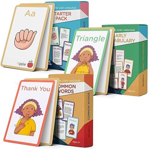 Hubble Bubble Kids American Sign Language Cards for Toddlers and Beginners - 180 ASL Flash Cards for Babies, Toddlers, Kids, ABC Flash Card for Deaf Children Include Starter, Vocab, and Sight Words