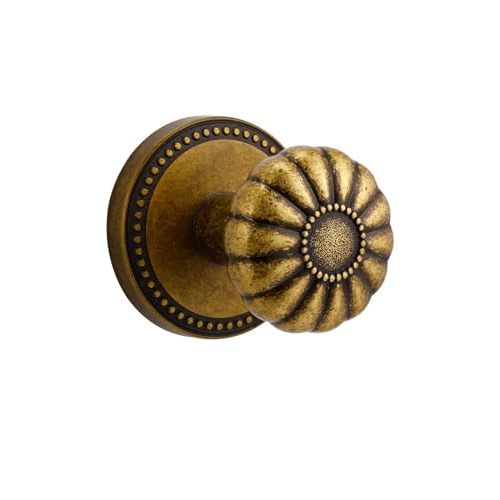 SORWDUERM Antique Brass Door Knob Dummy Door Knobs Interior Dummy Door Handle Single Sided Decorative,Zinc Alloy 1 Pack