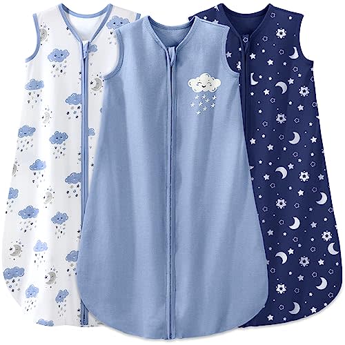 Yoofoss Baby Sleep Sack 6-12 Months Baby Wearable Blanket 100% Organic Cotton 2-Way Zipper TOG 0.5 Toddler Sleeping Sack 3 Pack, Lightweight Sleep Sacks for Babies