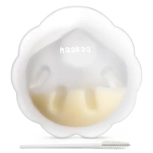 haakaa Petal Soft Silicone Milk Collector丨Discreet Leak-Protection Breast Milk Saver, Reusable Breast Shells Milk Collection Cup for Breastfeeding with Cleaning Brush- 1PC