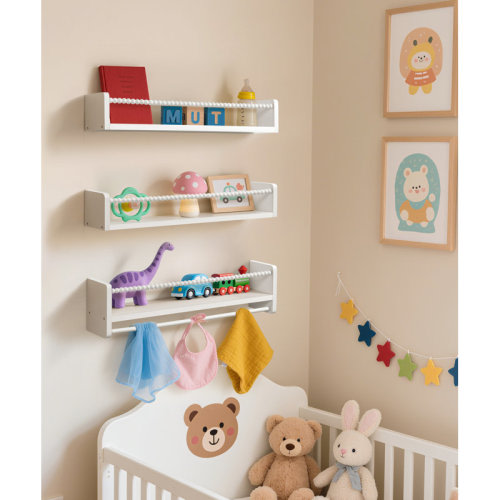 Dakota Fields Nursery Floating Shelves For Wall, Set Of 3 Book Shelves & Reviews | Wayfair