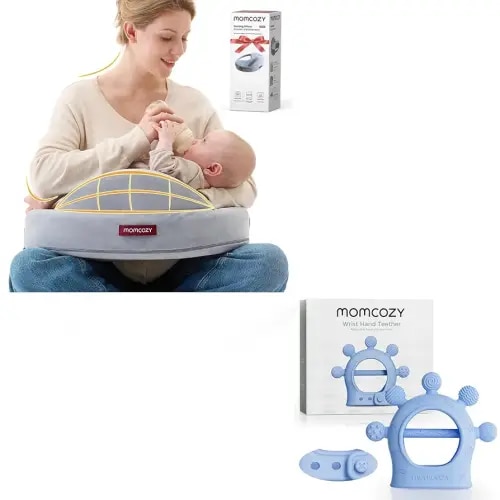 Momcozy Exclusive Memory Foam Nursing Pillow and Baby Teether Toys