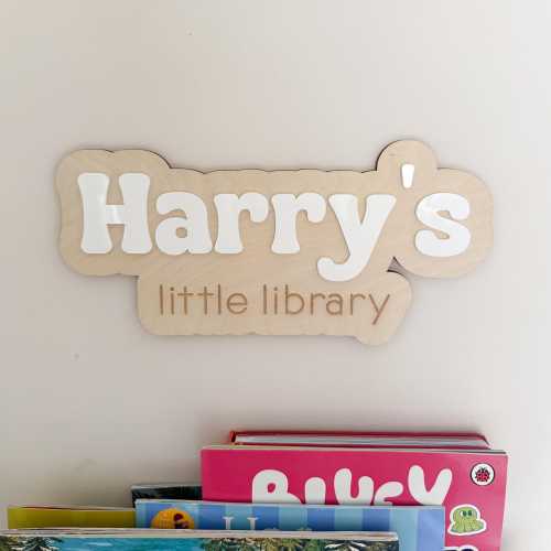 Little library sign, personalised kids library sign, book corner, book nook sign, childrens room decor, nursery wall art