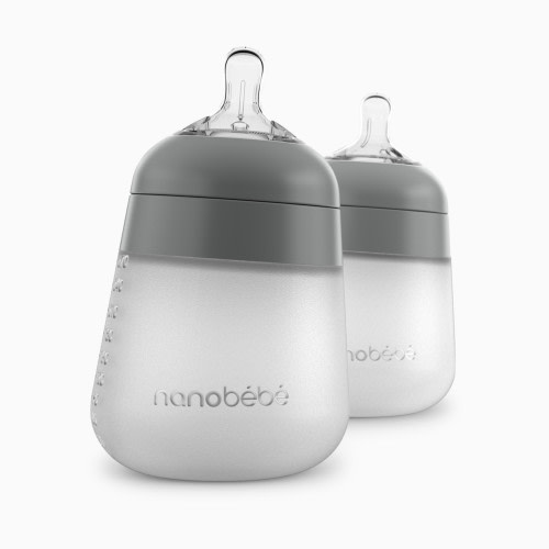 Nanobebe Flexy Silicone Baby Bottle - Gray, 9 Oz, 2