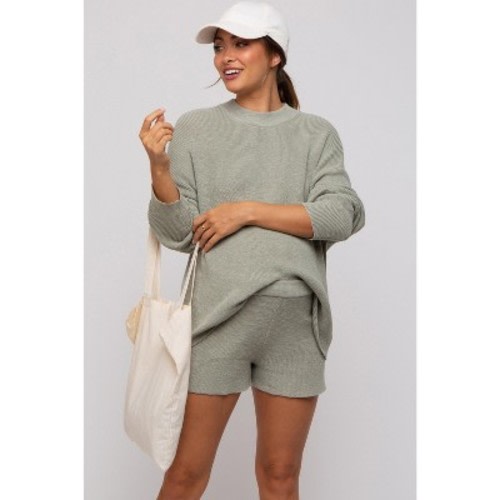 PinkBlush Sage Sweater and Short Maternity Set Light Olive Medium