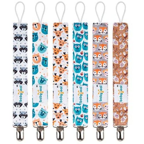 Babygoal Animal Pacifier Clips, 6 Pack Pacifier Holder for Boys and Girls Fits Most Pacifier Styles &Teething Toys and Pacifier Holder for Boys 6MP18