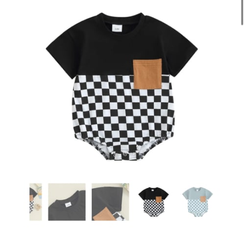 OLIVER Checkered Short-Sleeve Onesie - Hazel & Bo
