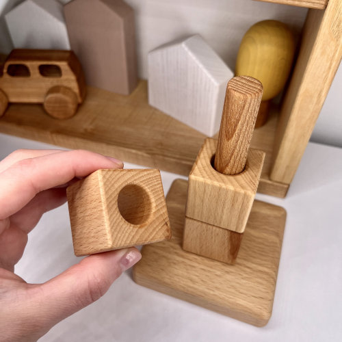 Montessori Cubes Stacker, on Vertical Dowel