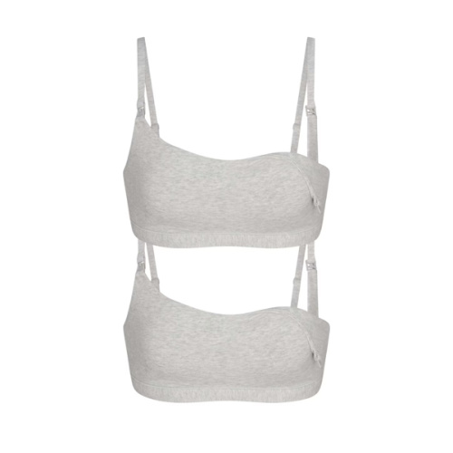 COTTON JERSEY MATERNITY NURSING SCOOP BRALETTE 2-PACK | LIGHT HEATHER GREY | SKIMS | M