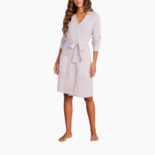 Barefoot Dreams CozyChic Lite Ribbed Robe - Faded Rose, S/M