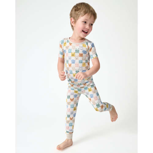 Check Mates Two-Piece Short Sleeve Pajama Set