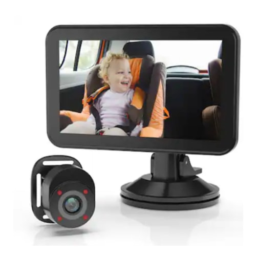 Rexing - BC500 In-Car Baby Cam with Monitor – HD 1080p & Infrared Night Vision - Black
