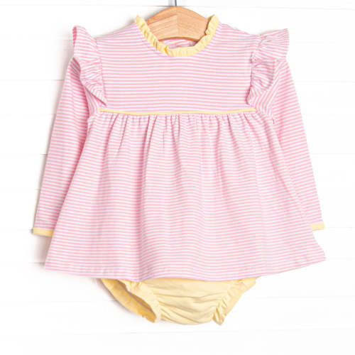Elizabeth Long Sleeve Diaper Set, Yellow and Light Pink Stripe – Stitchy Fish