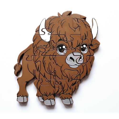 Bison Jigsaw Puzzle, 3D Printed Educational Toy for Toddlers, Montessori Learning, Birthday Gift for Kids, Floor Play