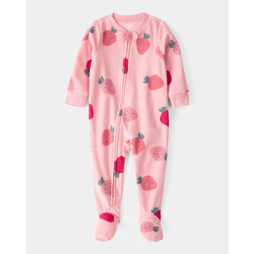 Baby 1-Piece Strawberry Fleece Footie Pajamas - Pink - Carter's | Carter's