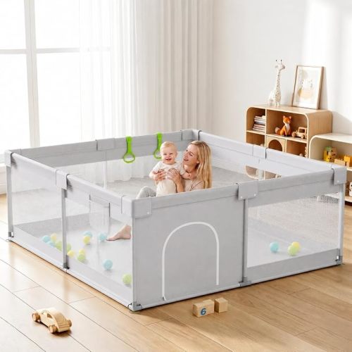 Uanlauo Baby Playpen for Babies and Toddlers, 47×47 in Play Yards, Gray