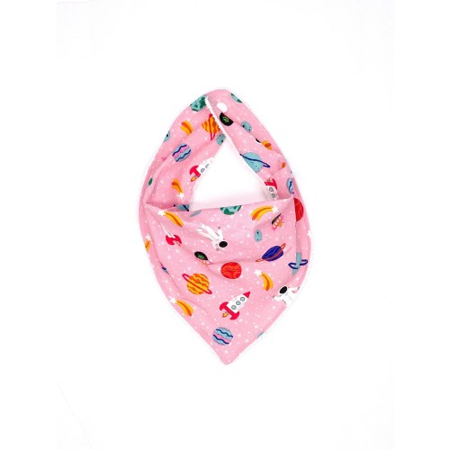 Pink Bib, Space Theme, Bibs for Babies, Drool Bib, Reversible Bib, Space Baby Boy, Baby Girl, Moon Baby, Stars Baby, Bandana Bib, Alien Baby