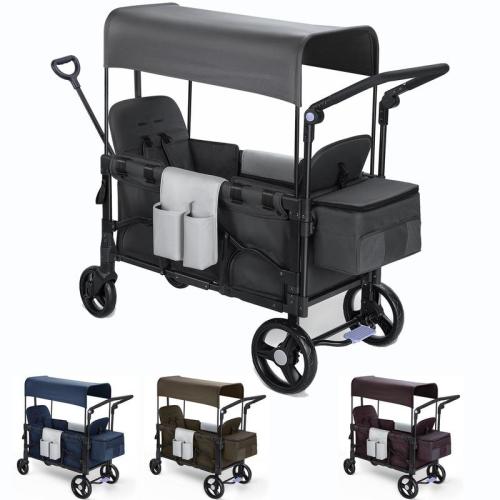 Baby Stroller Wagon, All-Terrain 2 Seaters Baby Wagon with Canopy, - TikTok Shop