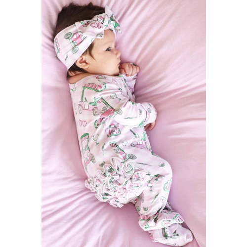 Birdie Babes Ruffle Zipper Footie | Pink