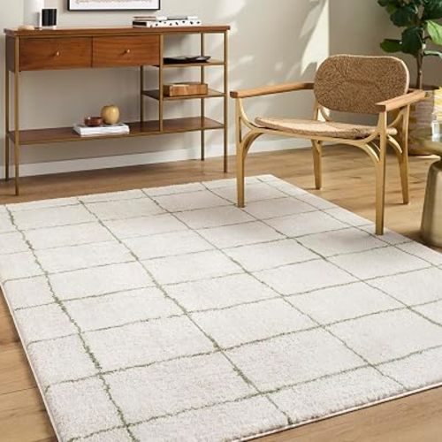 Livabliss x ELLE Decor Rivoli Modern Area Rug, 5'3" x 7', Cream/Green