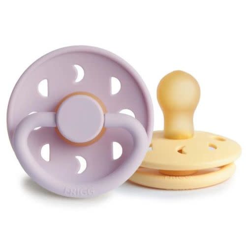 FRIGG Moon Natural Rubber Pacifier, 2-Pack, Lilac/Daffodil
