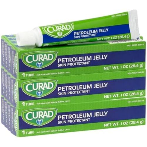 CURAD Petroleum Jelly Skin Protectant, Ointment for Dry Cracked Skin, 1 oz Tube (12 Pack)