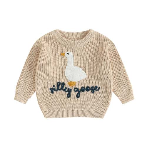 Hazel & Bo SILLY GOOSE Knitted Sweater - Ivory - 9-12 M