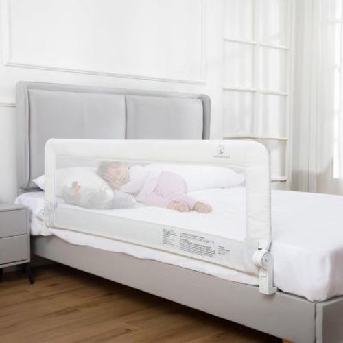 ComfyBumpy 1 Pack Foldable Toddler Bed Rail Guard, Convertible Kids Safety Rail, White Long