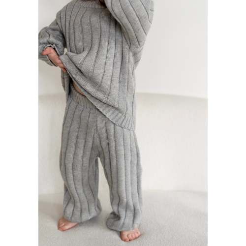 Children’s Wide Ribbed Knit Sweater ‘Rain Gray’ – Oat Co