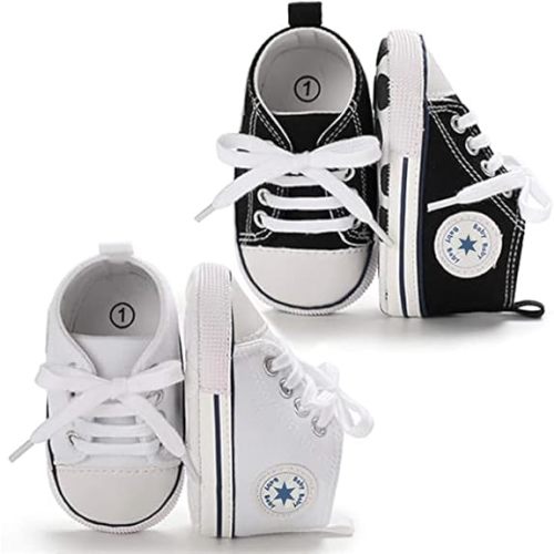 Unisex Baby Girls Boys Canvas High-top Shoes, Newborn Infant Anti-Slip Soft Sole Frist Walking Breathable Sneakers