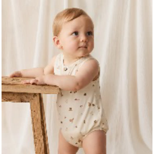 Organic Cotton Archie Playsuit - Forest Gathering – Jamie Kay USA