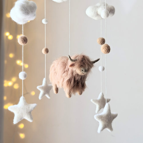 Clouds moon mobile, Highland cow mobile, Moon baby mobile, Stars baby mobile, Baby mobile, Highland cows mobile, Cowboy baby mobile