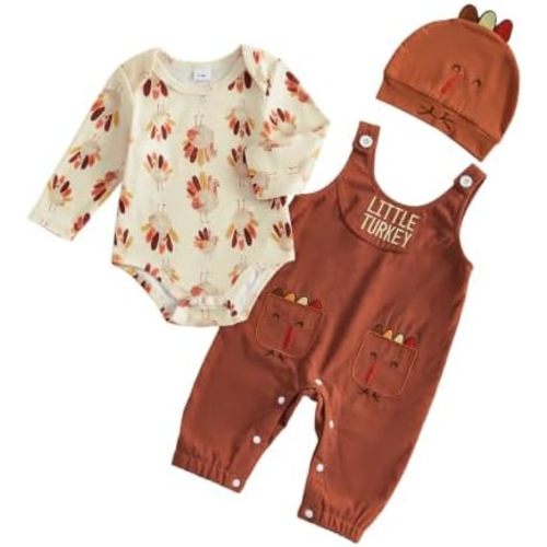 Socutebabe Halloween Thanksgiving Baby Boy Outfit 3 Piece Clothes Set