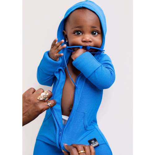 Front Opening Ready Set Romper® ZIP-IT! in Ribbed Sapphire