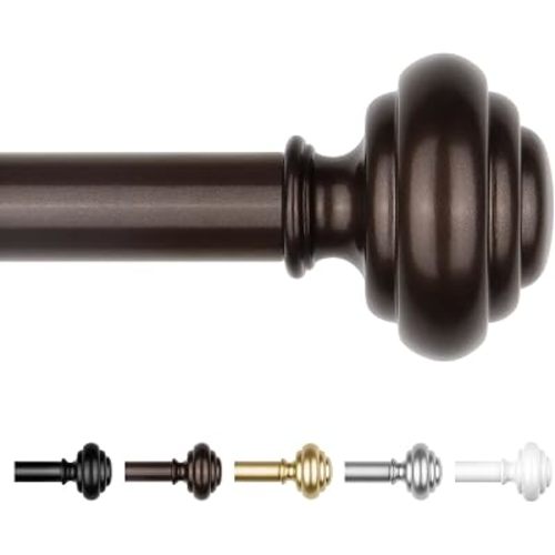 KAMANINA Bronze Curtain Rods for Windows 72-144 Inches Decorative Finials