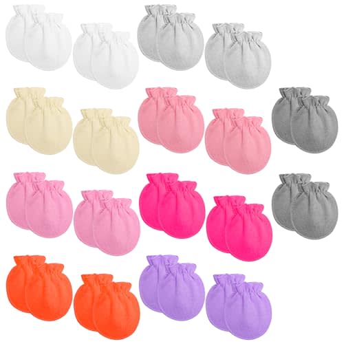 18 Pairs Newborn Baby Cotton Mittens No Scratch Gloves Newborn Mittens Infant Toddler Gloves for Boys Girls 0-6 Month
