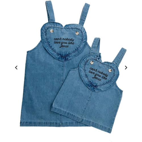 Can't Nobody Love You Like Jesus Denim Heart Dress – OUR HOUSE ABOVE