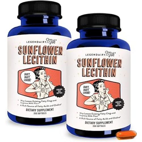 Legendairy Milk Sunflower Lecithin 1200mg, Lactation Support, Sunflower Lecithin Supplement for Clogged Milk Ducts, Made in USA, 200 Softgels (Pack of 2)