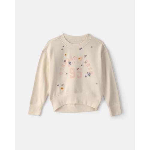 Girls 'OshKosh' Floral French Terry Pullover Sweatshirt - Cream - OshKosh B'gosh | Carter's