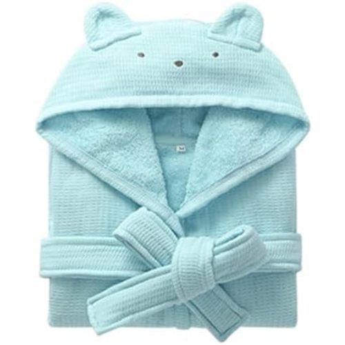 Boys Girls Terry Bathrobe, Baby Toddler Bath Towels 100% Cotton Hooded Kids Soft Robe For 2-12Years