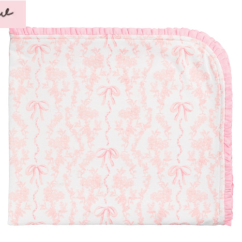 Toile Bow Arrival Blanket Set | Soft Cotton for Newborns | Mud Pie