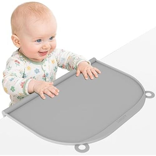 Large Silicone Suction Mat, 17" x 12" Thick Mats with Edge-Bumper, Raised Edge Leakproof, Non-Slip for Kids Toddler Baby Essentials Table Placemat, Restaurant Eating, Plates, Art, Craft & Painting