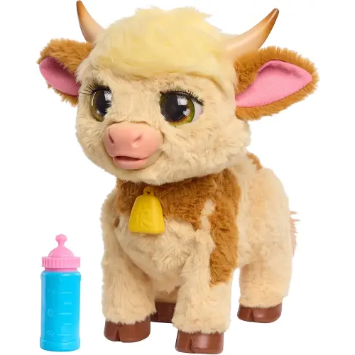 FurReal Maggie The Feed & Follow Cow, 11 Inch Interactive Highland Mini Cow, for Boys and Girls, Ages 4 and up