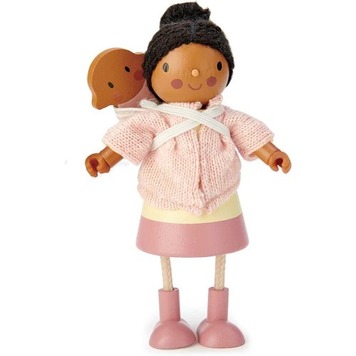 Tender Leaf Toys - Mrs. Forrester and The Baby - Detailed Wooden Doll with Flexible Arms and Legs for Dollhouse - Encourage Creative and Imaginative Play for Children - Age 3+