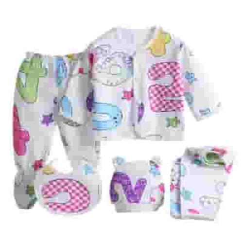 Edvintorg 5PCS cute cartoon printed Pyjamas Set for Newborn clothes Baby Boys Girls Long Sleeve Tops+Hat+Pants+Bib sets Baby Costume On Clearance