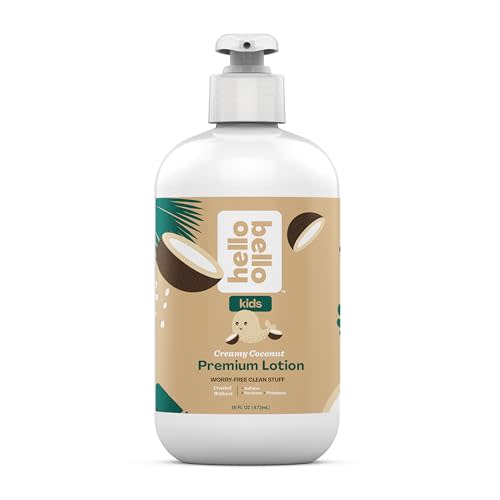 Hello Bello Kids Premium Lotion, Gentle Hypoallergenic Vegan Formula to Nourish and Moisturize, Creamy Coconut Scented, 16 Fl Oz