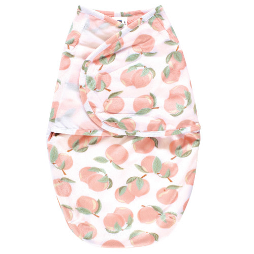 Hudson Baby Plush Faux Fur Swaddle Wrap, Peach
